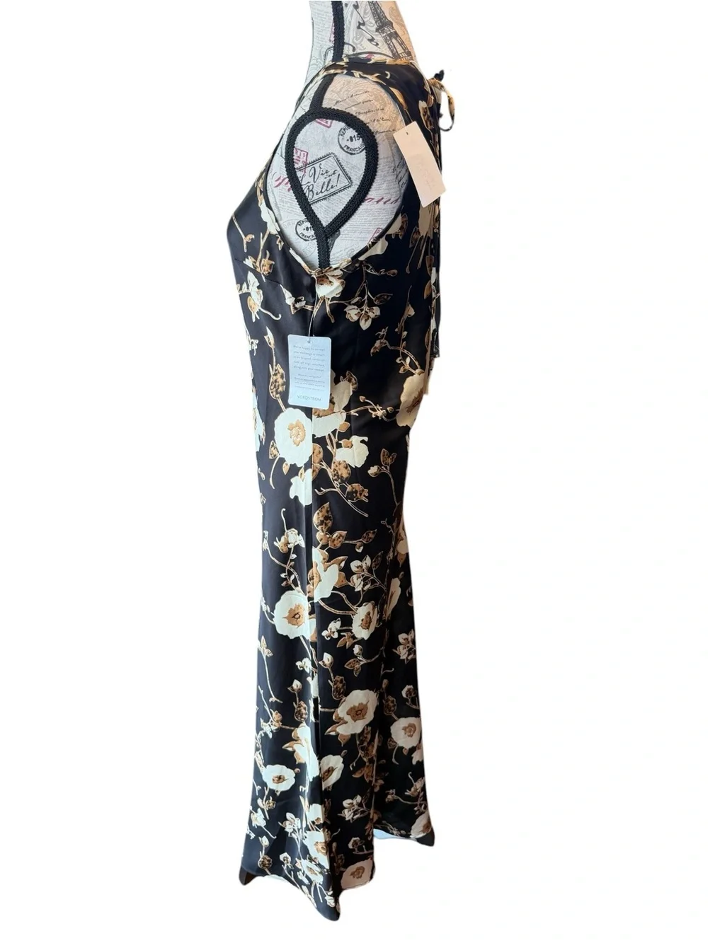 MELLODAY Black Maxi Dress with Cream & Gold Floral Print - Picture 3 of 9